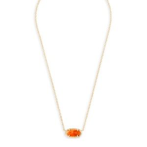 Rose gold and orange Kendra Scott Elisa necklace.